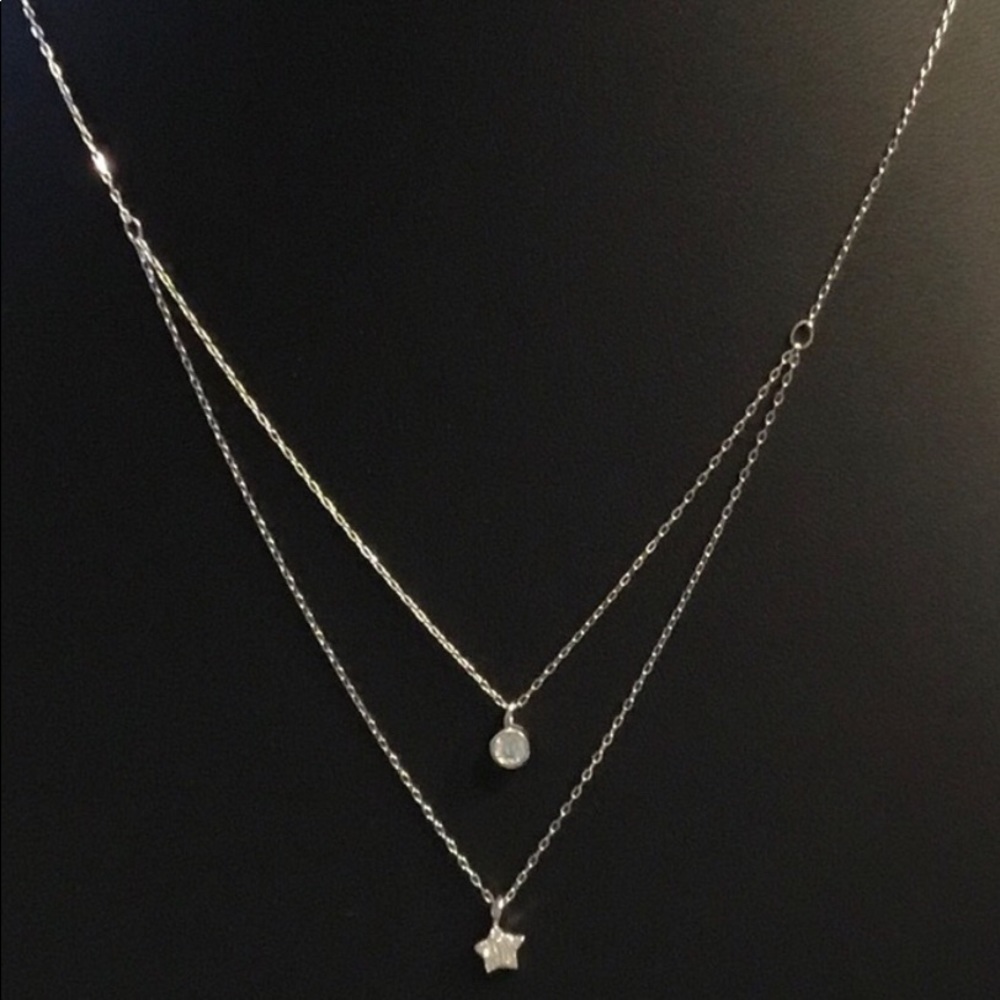 Sterling Silver Double Layer Cz Necklace - Picture 6 of 12